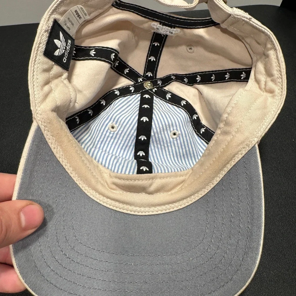 Adidas Hat Cap Beige Adult Strap Back Trefoil Patch Logo Outdoor Gym Cotton‎ Dad